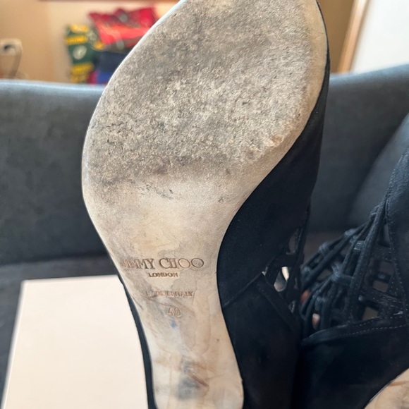 Jimmy Choo Black Suede Drift Cutout Booties - Picture 2 of 9